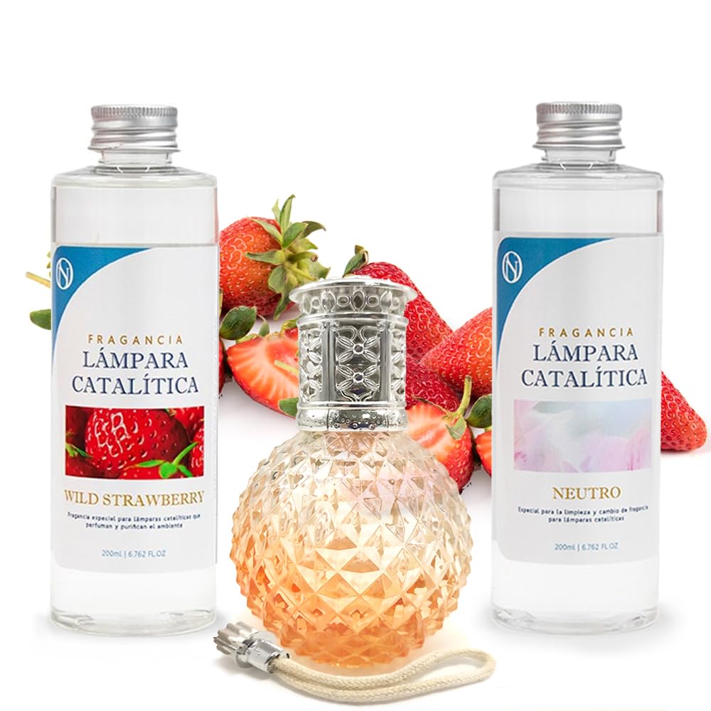 Pack Lámpara Catalítica Orange Diamonds + Fragancia Wild Strawberry 500ml + Limpiador Neutro 200ml + Mecha Repuesto_0