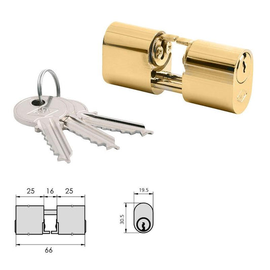 Cilindro Cvl 5964 / 25x25 / Laton Pulido Ovalado Levas Y Vastagos Cilindro Doble