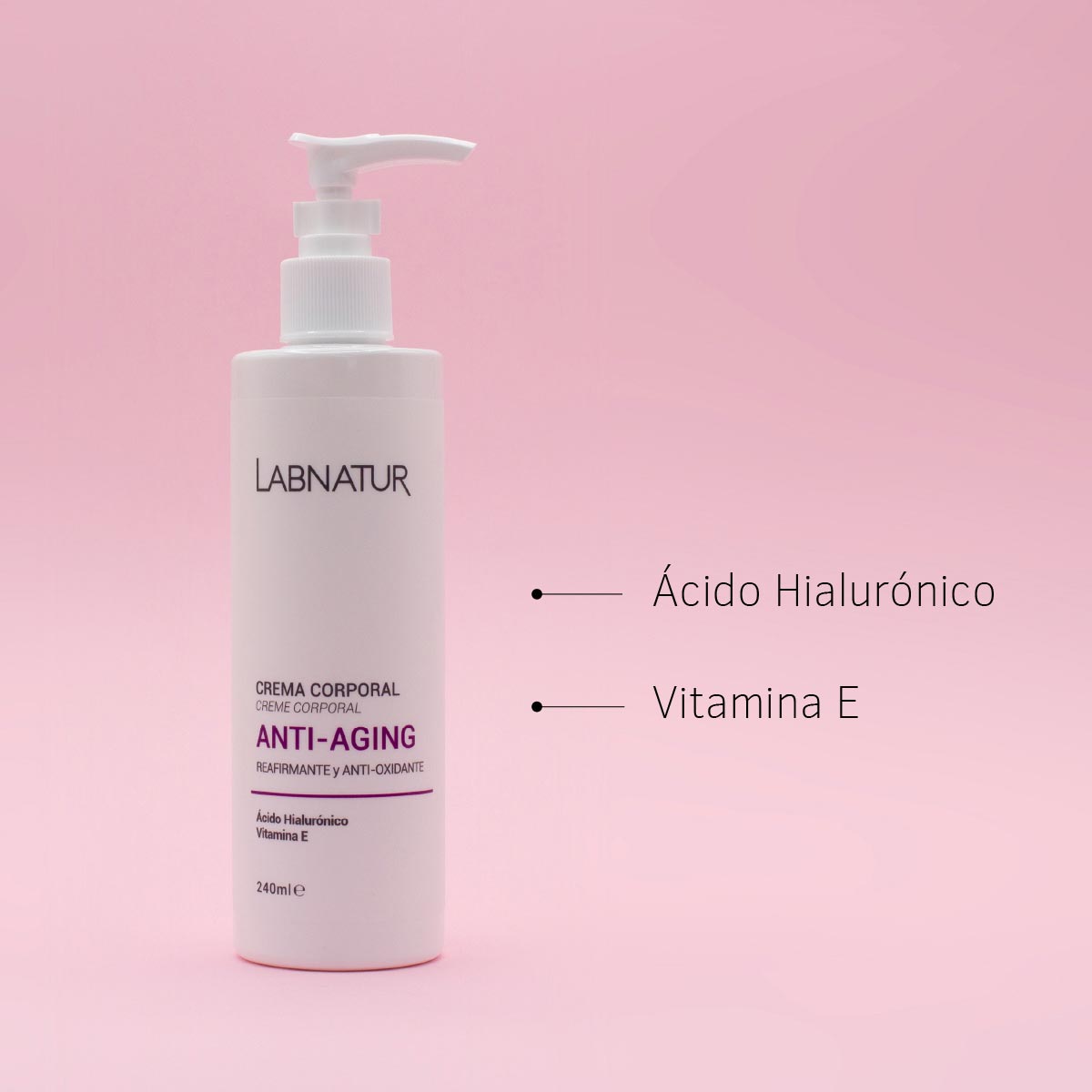 Crema Corporal Anti-Aging Labnatur 240 ml | Ácido Hialurónico y Rosa Mosqueta | Firmeza y Elasticidad | Vegano_1