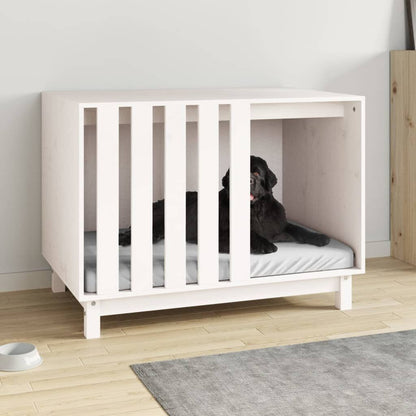 Vidaxl Caseta Para Perros Madera Maciza De Pino Blanco 90x60x67 Cm_1