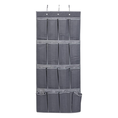 Organizador De Puertas Con 16 Casillas Y 3 Ganchos De Metal Gris - Well Home_0