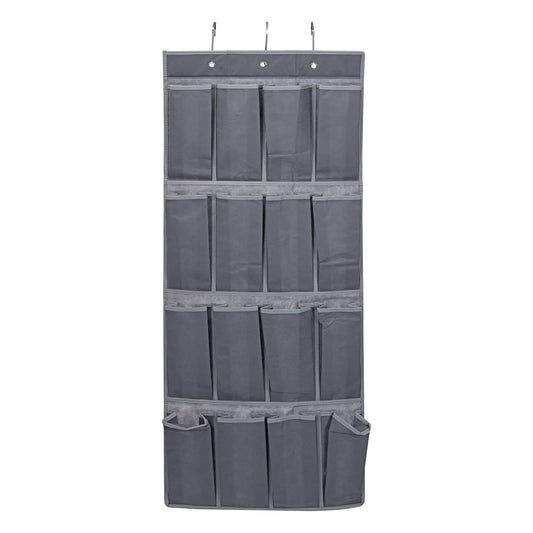 Organizador De Puertas Con 16 Casillas Y 3 Ganchos De Metal Gris - Well Home_0