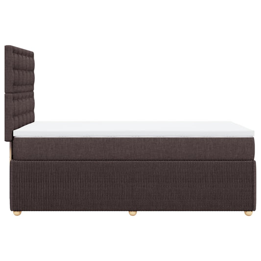Cama Box Spring Con Colchón Tela Marrón Oscuro 80x200 Cm / Vetonek_0