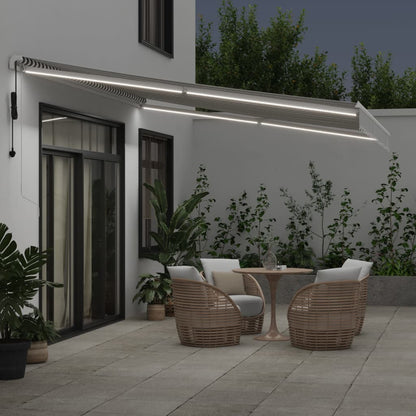 Toldo Retráctil Automático Luz Led Antracita Blanco 450x350 Cm_2