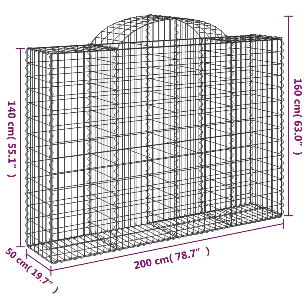 Cestas Gaviones 40 Uds Forma De Arco Hierro 200x50x140/160 Cm_5