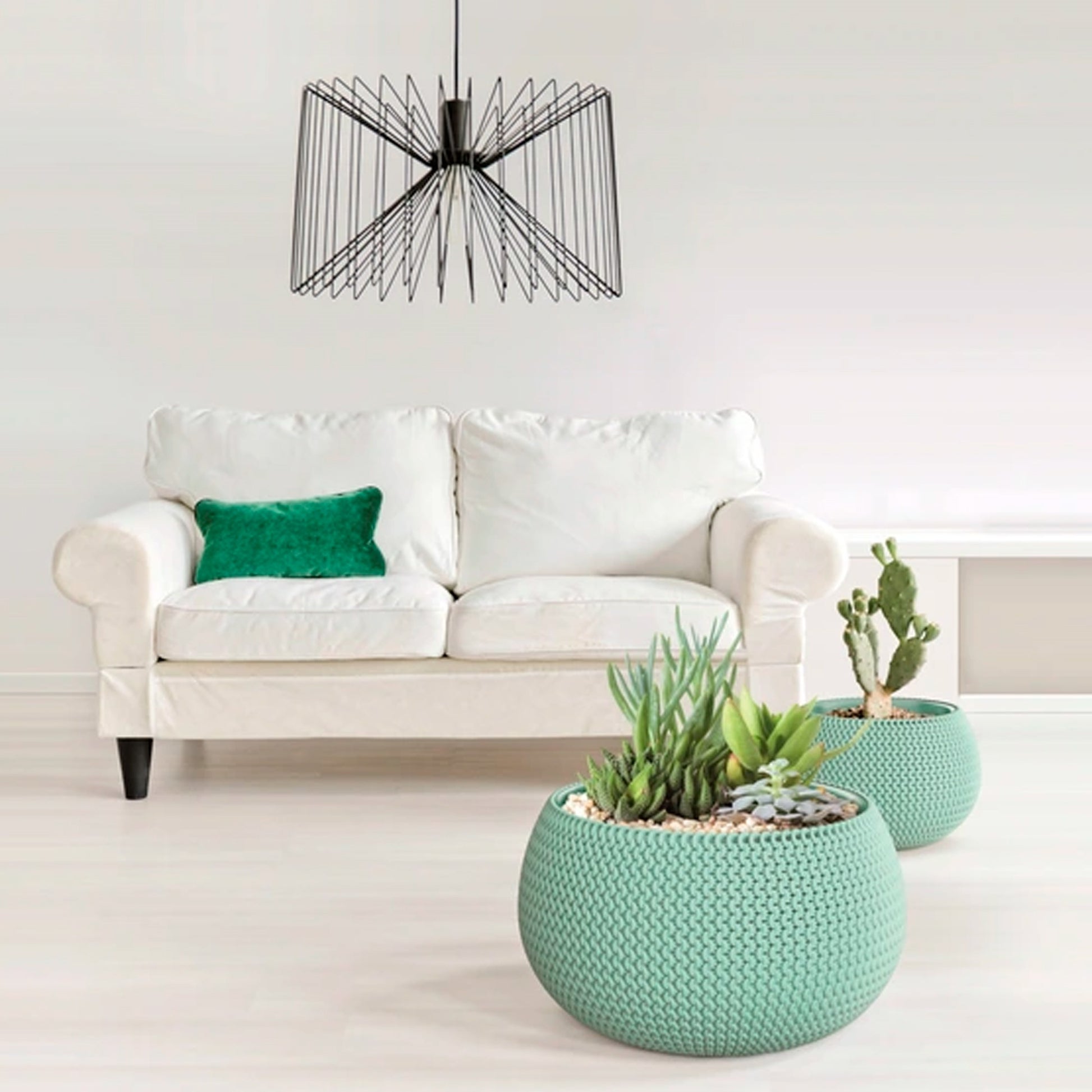 Maceta Redonda Con Deposito Splofy Bowl De Plastico En Color Blanco 47,8 (largo) X 47,8 (ancho) X 30 (altura) Cm_2