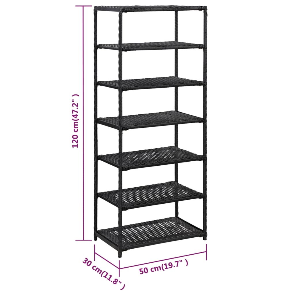 Vidaxl Estantería Para Zapatos De Ratán Sintético Negro 50x30x120 Cm_5