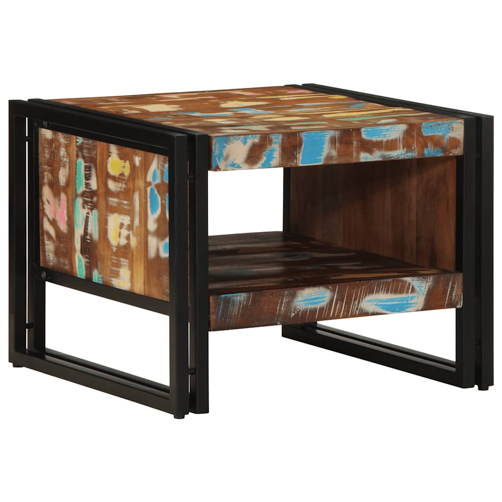 Mesa De Centro Multicolor 50x50x38 Cm Madera Maciza Reciclada_1