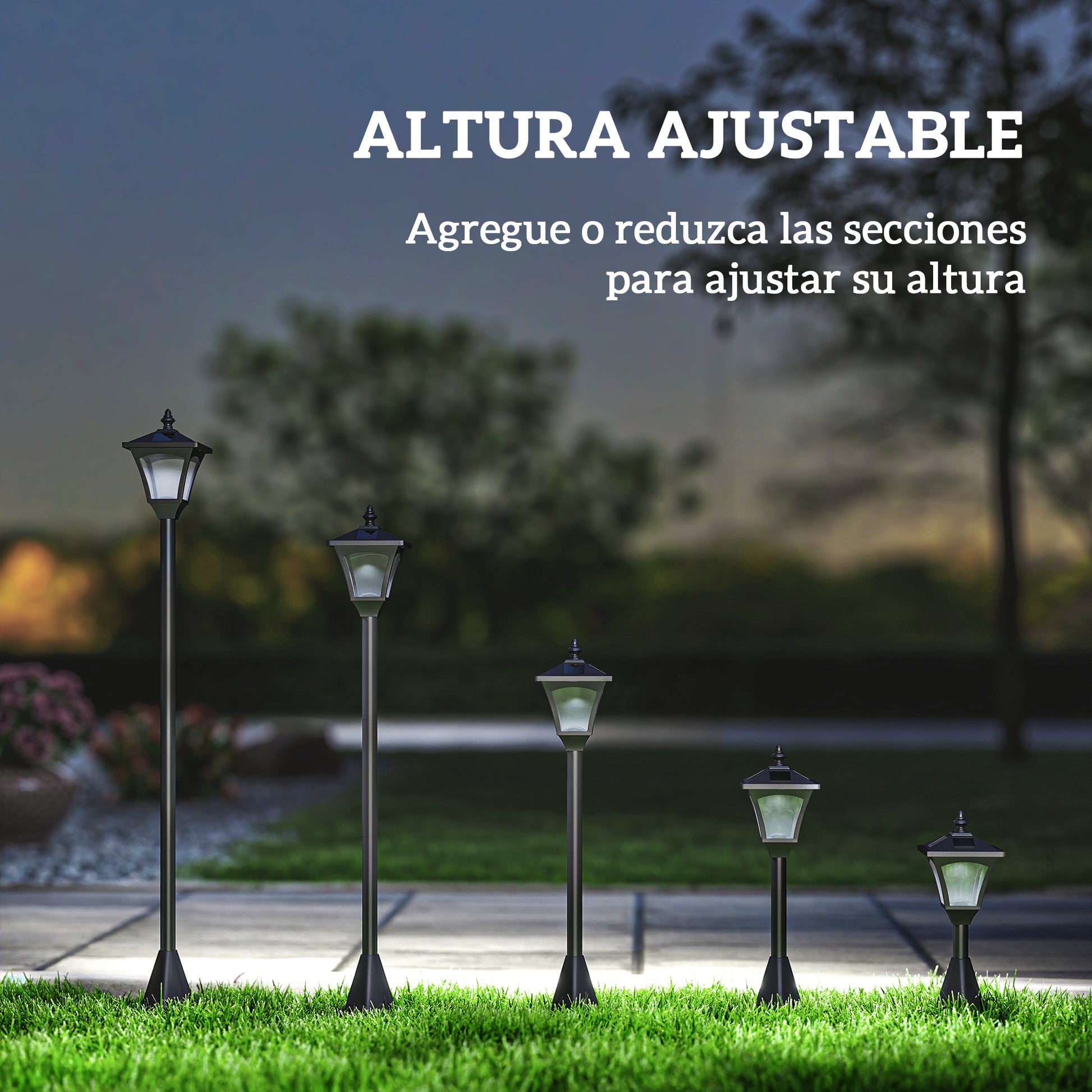Outsunny Farol Solar De Jardín Ip44 Con Luces Inteligentes Led Exteriores_5