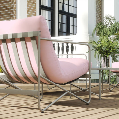 Outsunny Conjunto De Jardín Exterior De 3 Piezas De Acero Galvanizado Blanco_4