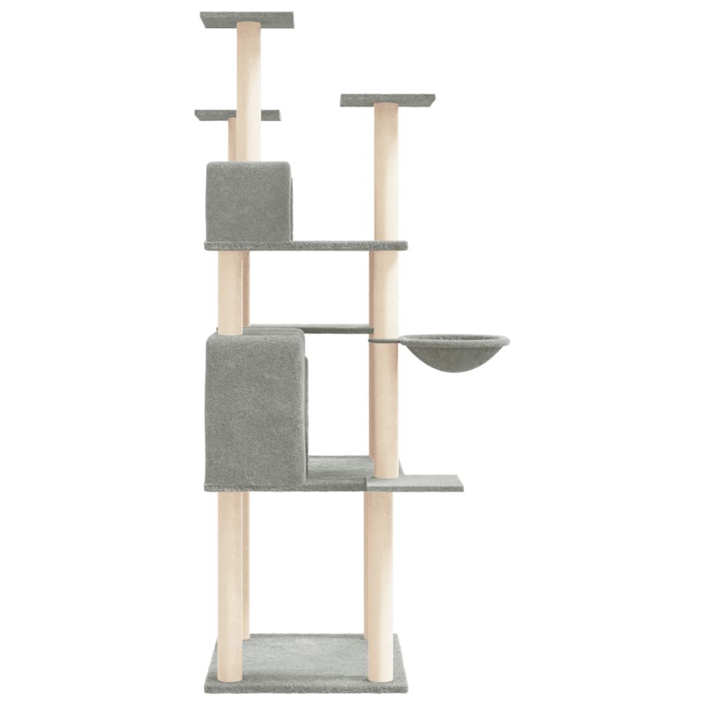 Vidaxl Rascador Para Gatos Con Postes De Sisal Gris Claro 166 Cm_3