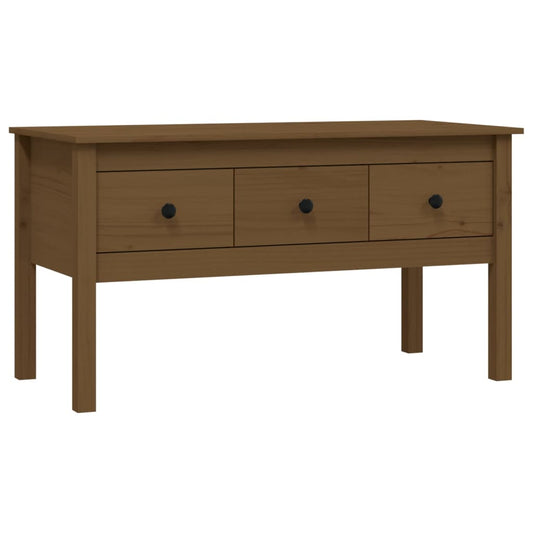 Mesa De Centro Madera Maciza De Pino Marrón Miel 102x49x55 Cm_0