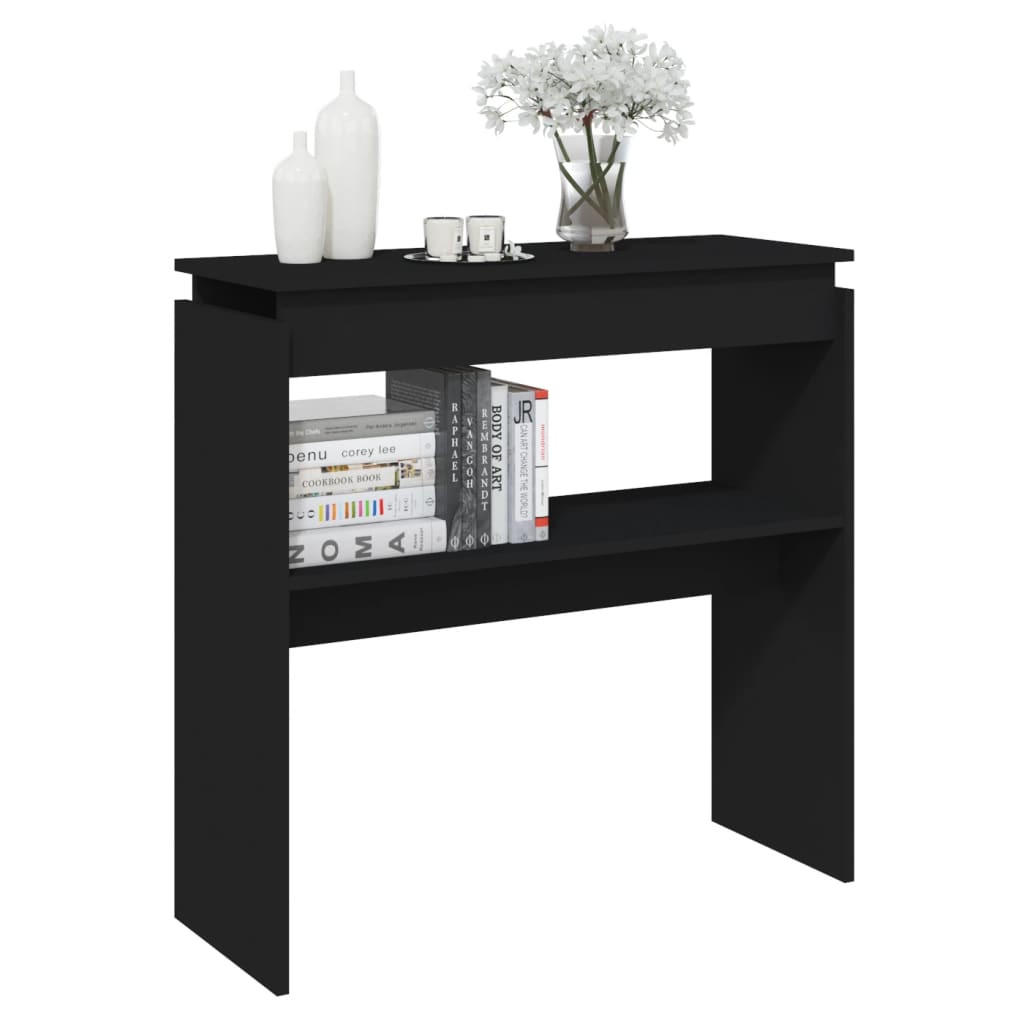 Mesa Consola Madera Contrachapada Negro 80x30x80 Cm_1