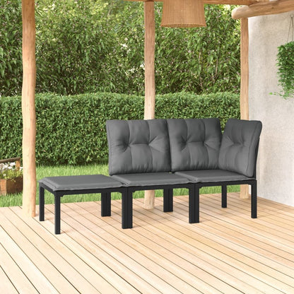 Vidaxl Juego De Muebles Jardín 3 Pzas Ratán Sintético Negro Y Gris_1