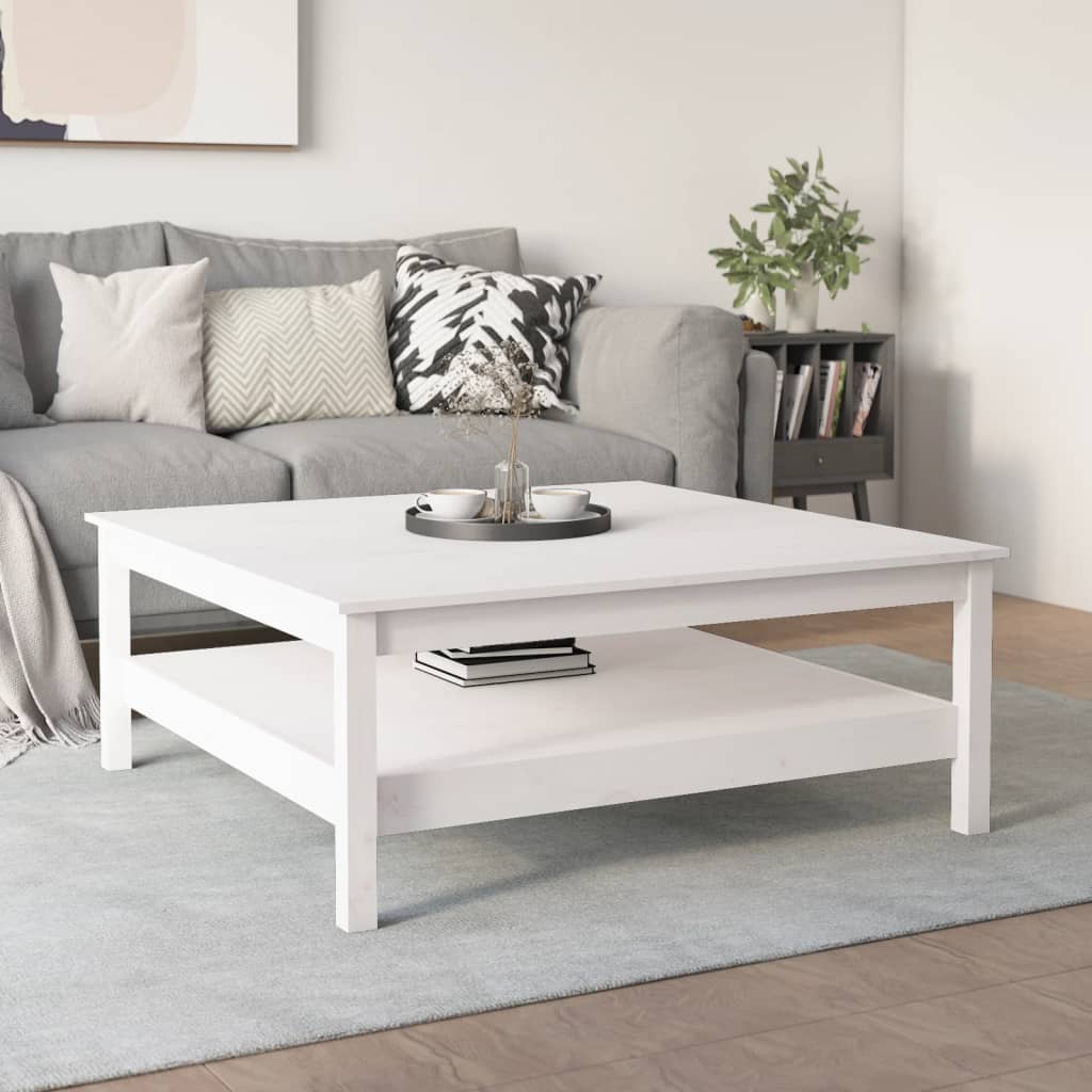 Mesa De Centro De Madera Maciza De Pino Blanco 100x100x40 Cm_2