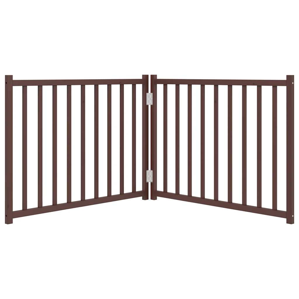 Vidaxl Puerta De Perros Plegable 2 Paneles Madera Abeto Marrón 160 Cm_3