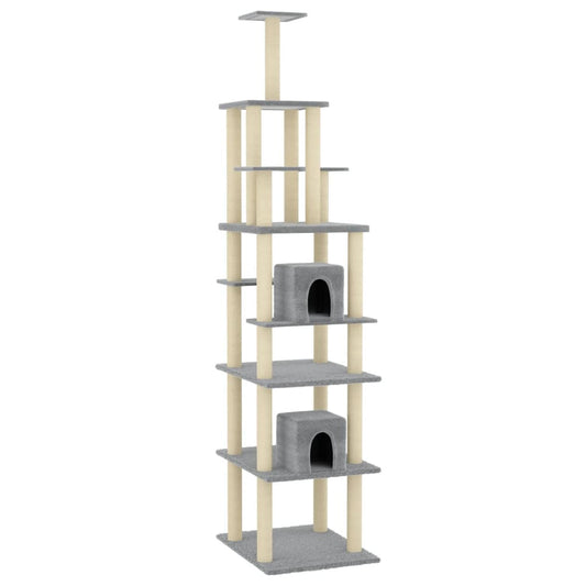 Vidaxl Rascador Para Gatos Con Postes De Sisal Gris Claro 216 Cm_0