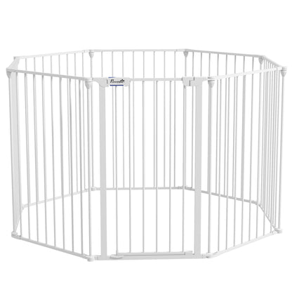 Pawhut Parque Para Perros De 8 Paneles 64x90 Cm Con Doble Cerradura Blanco_1