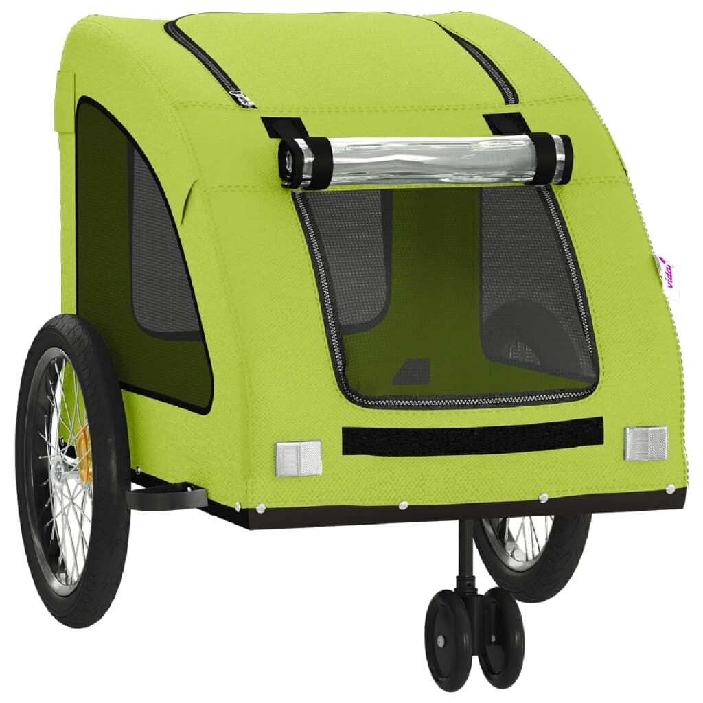 Vidaxl Remolque De Bicicleta Mascotas Hierro Tela Oxford Verde_4