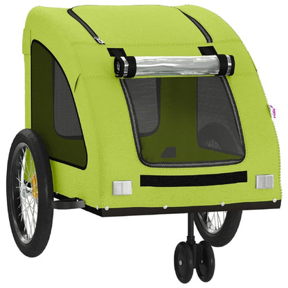 Vidaxl Remolque De Bicicleta Mascotas Hierro Tela Oxford Verde_4