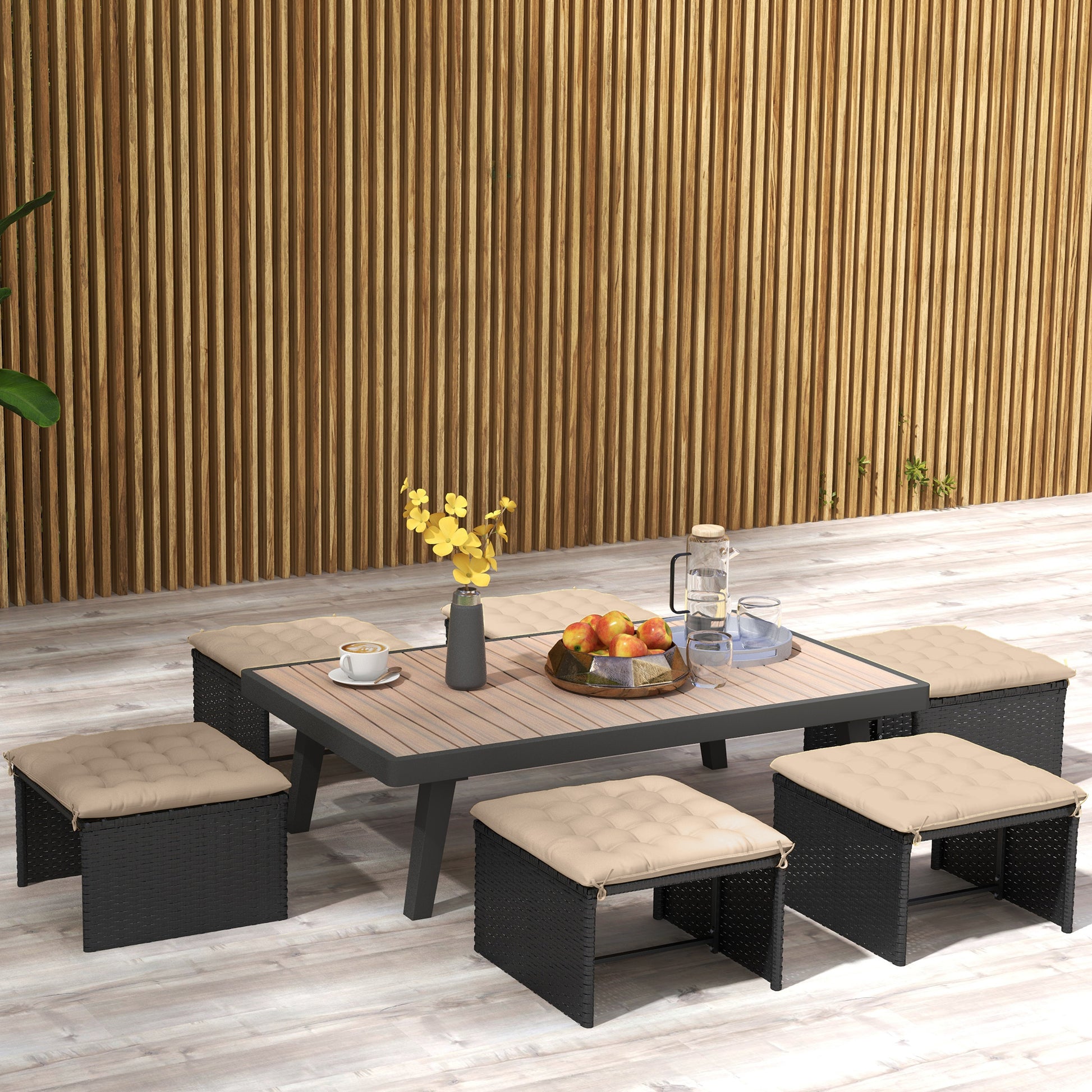 Outsunny Juego De 6 Cojines Para Sillas De Comedor 40x40 Cm Caqui_5