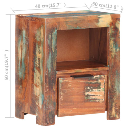Mesita De Noche De Madera Maciza Reciclada 40x30x50 Cm_4