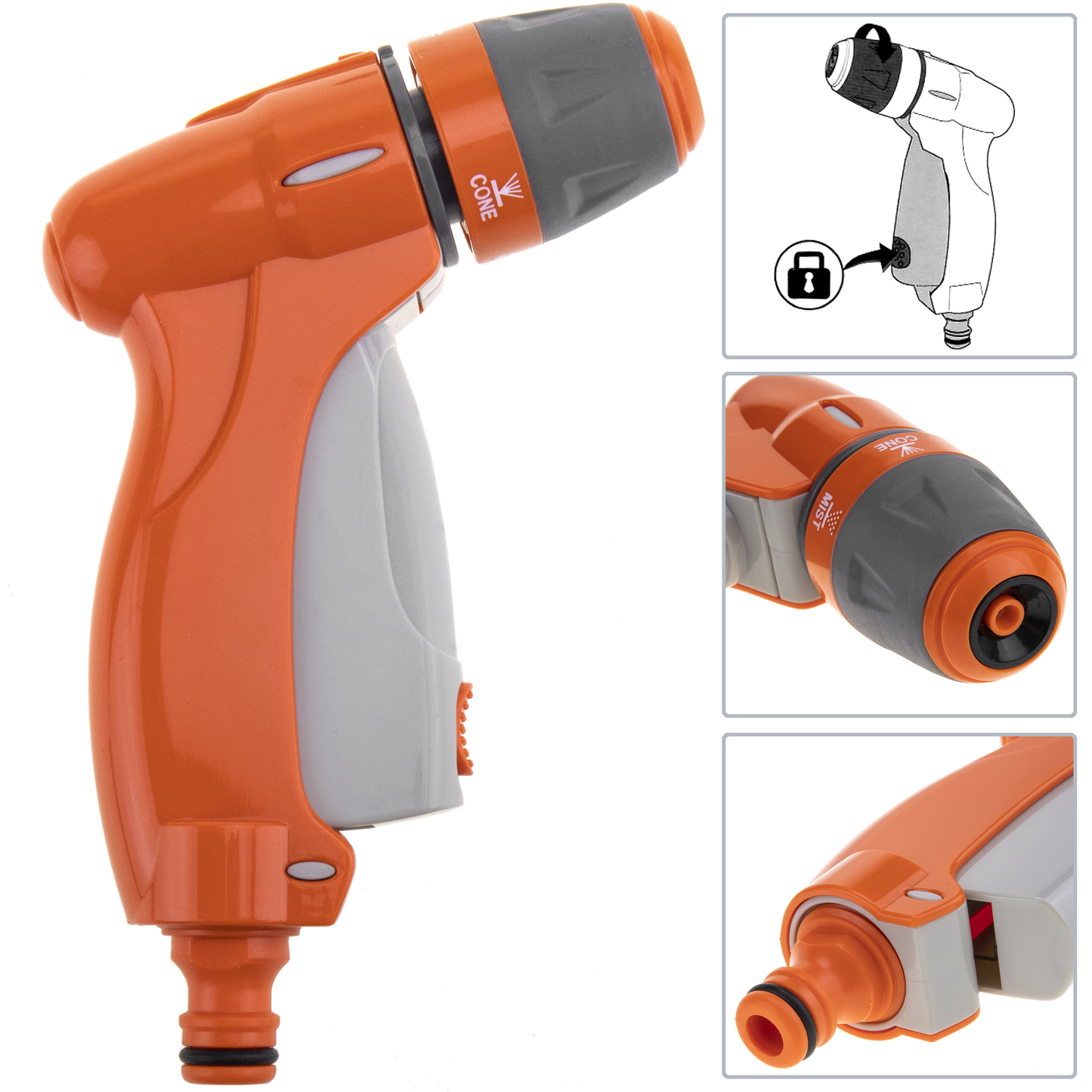 Pistola Pulverizador De Riego Regulable 3 Modos Con Conector Rápido_1