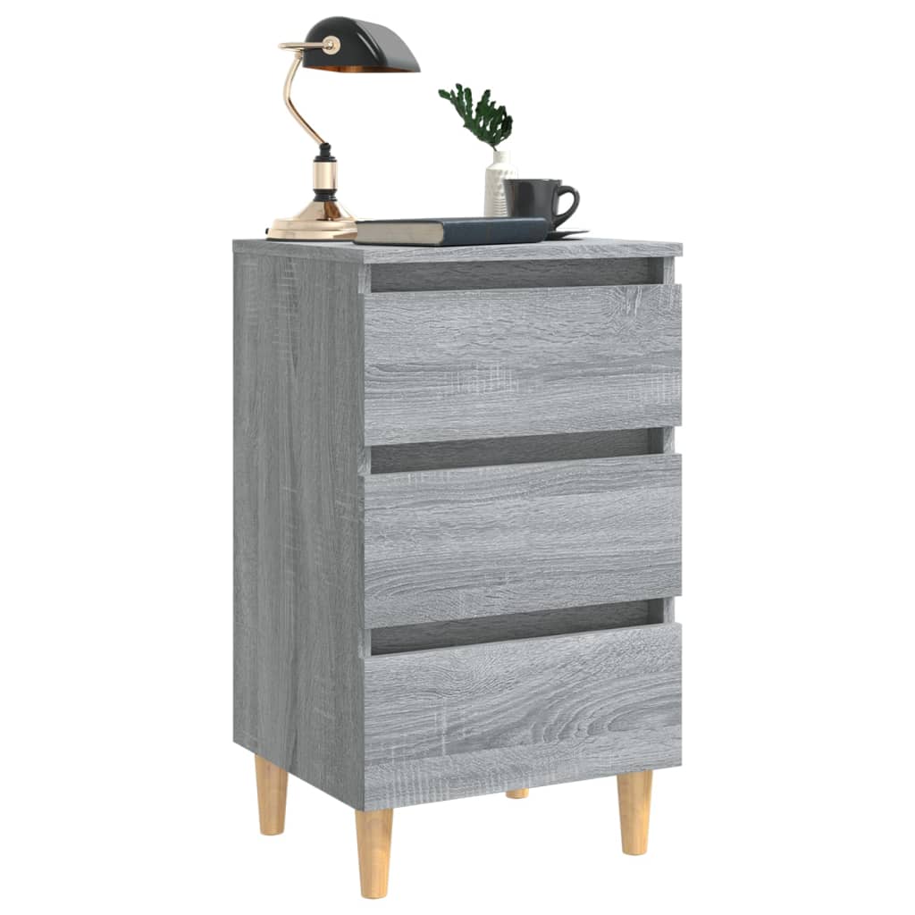 Mesita De Noche Con Patas Madera Maciza Gris Sonoma 40x35x69 Cm_2
