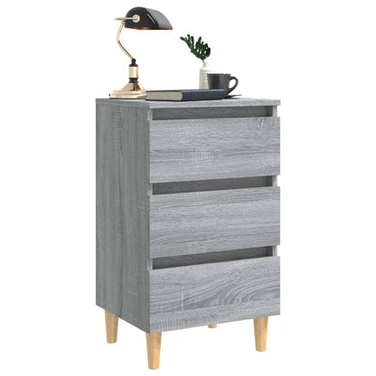 Mesita De Noche Con Patas Madera Maciza Gris Sonoma 40x35x69 Cm_2