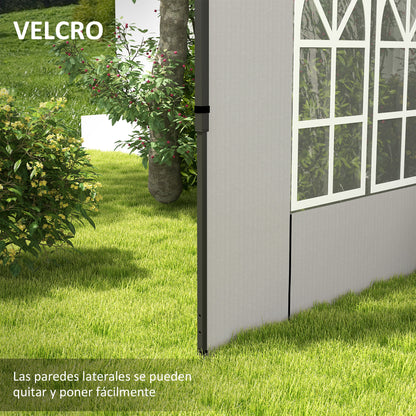 Outsunny Paredes Laterales Para Carpa 3x3 M Y 3x6 M Juego De 2 Paredes Para Cenador Con Ventanas 293x193 Cm Blanco_4