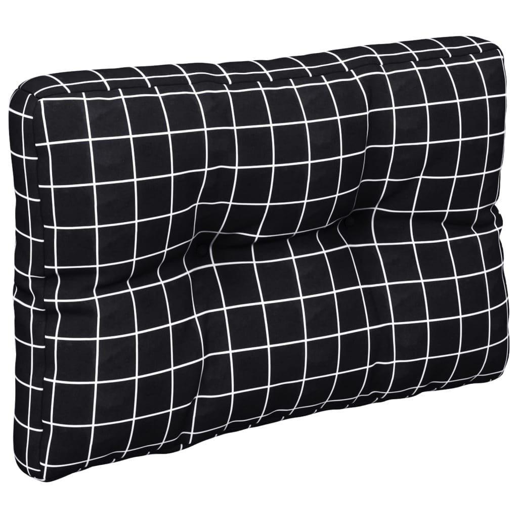 Vidaxl Cojín Para Palés Tela A Cuadros Negro 60x40x12 Cm_3