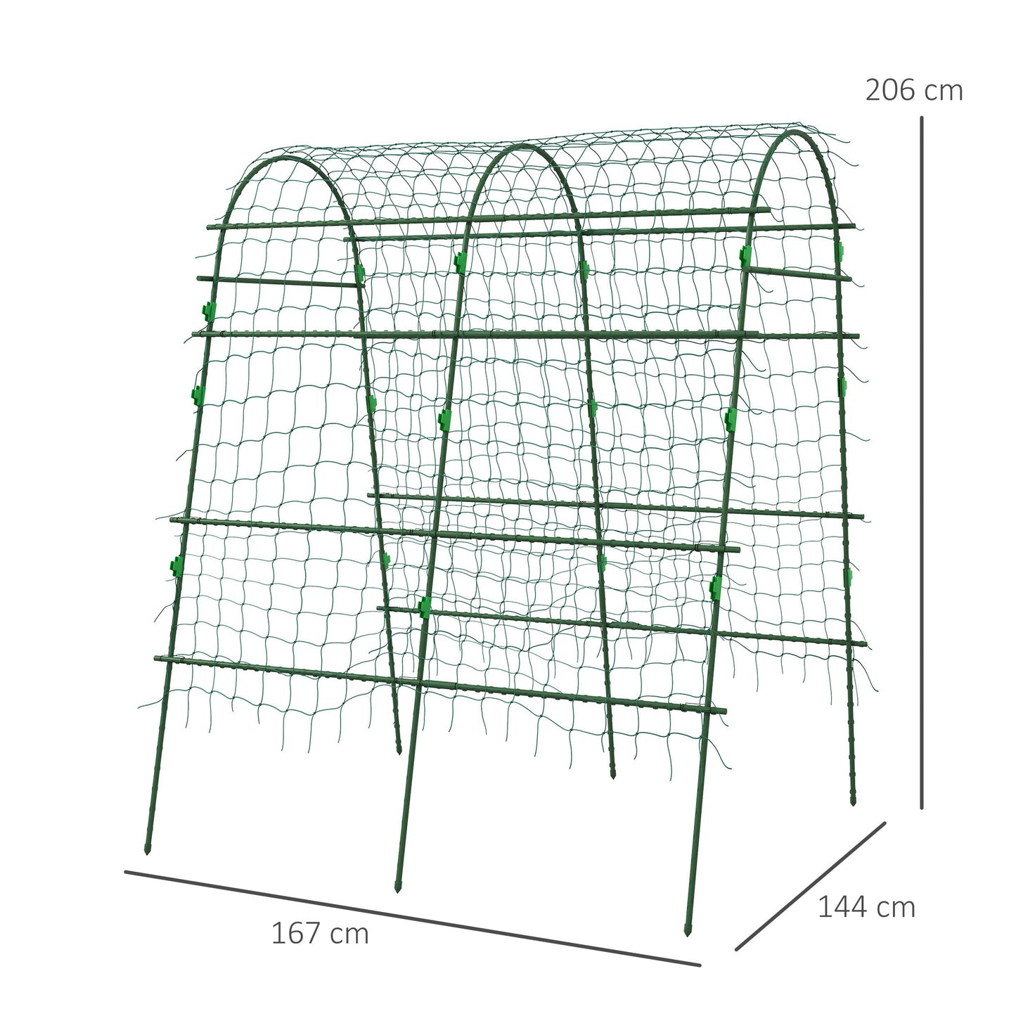 Outsunny Enrejado De Pepino 206 Cm Para Plantas Trepadoras Al Aire Libre Verde_2
