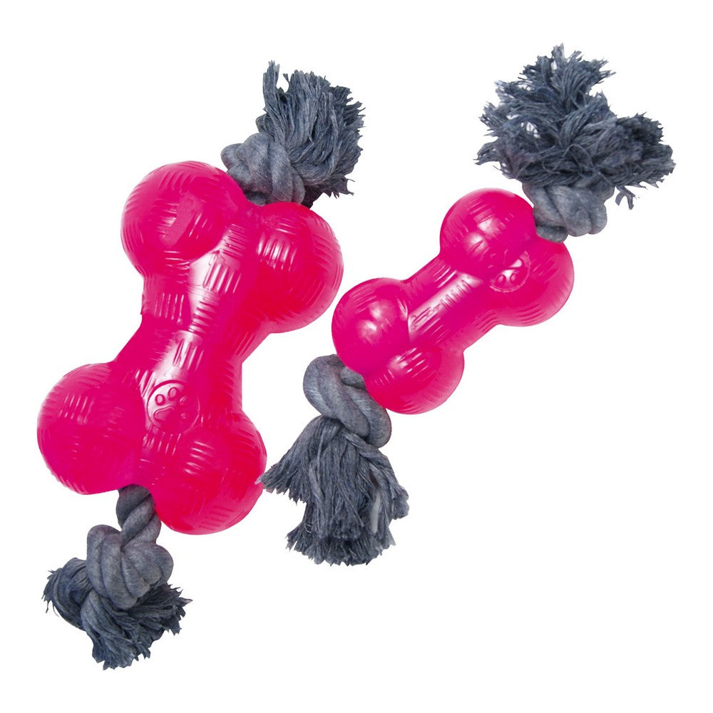 Mordedor Para Perros Gloria Tpr Con Cuerda Rosa Talla M (14 Cm)_0