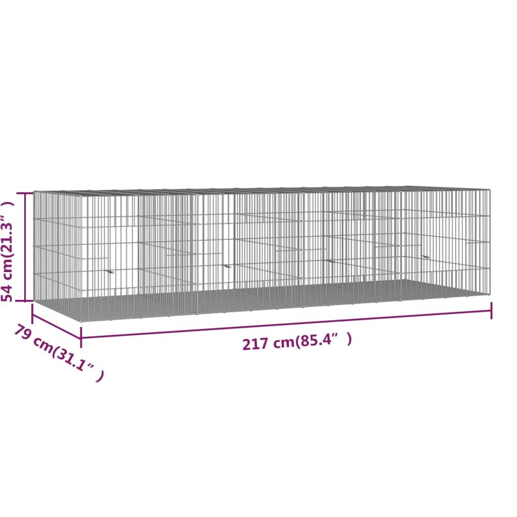 Vidaxl Jaula Para Conejos 4 Paneles Hierro Galvanizado 217x79x54 Cm_2