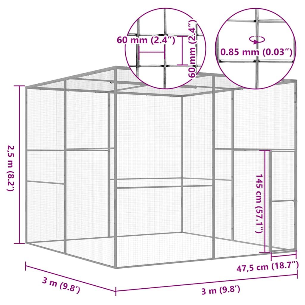 Vidaxl Jaula Para Gatos Acero Galvanizado 3x3x2,5 M_4