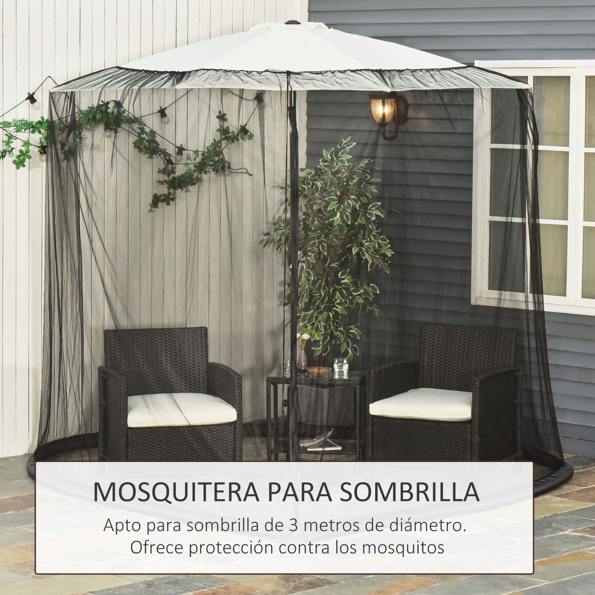 Outsunny Mosquitera Para Sombrillas Ø3 M Con Cremallera Tubo Rellenable De Agua_3