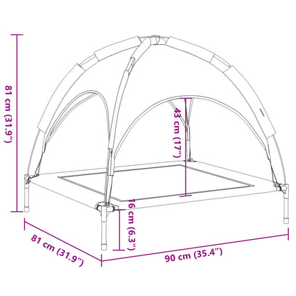Cama Para Perros Con Dosel Antracita Tela Oxford Y Acero / Vetonek_4