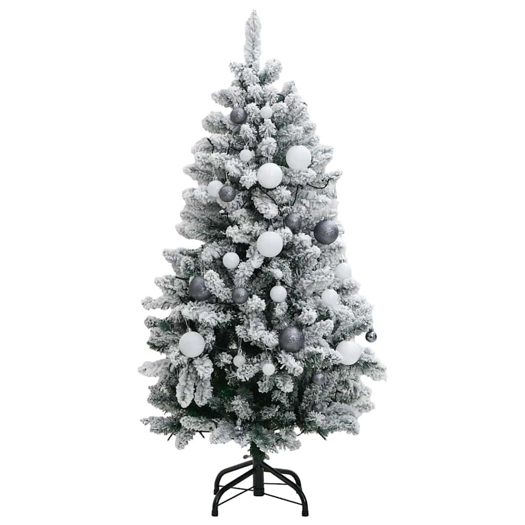 Vidaxl Árbol Navidad Artificial Con Bisagras 150 Led Y Bolas 120 Cm_3