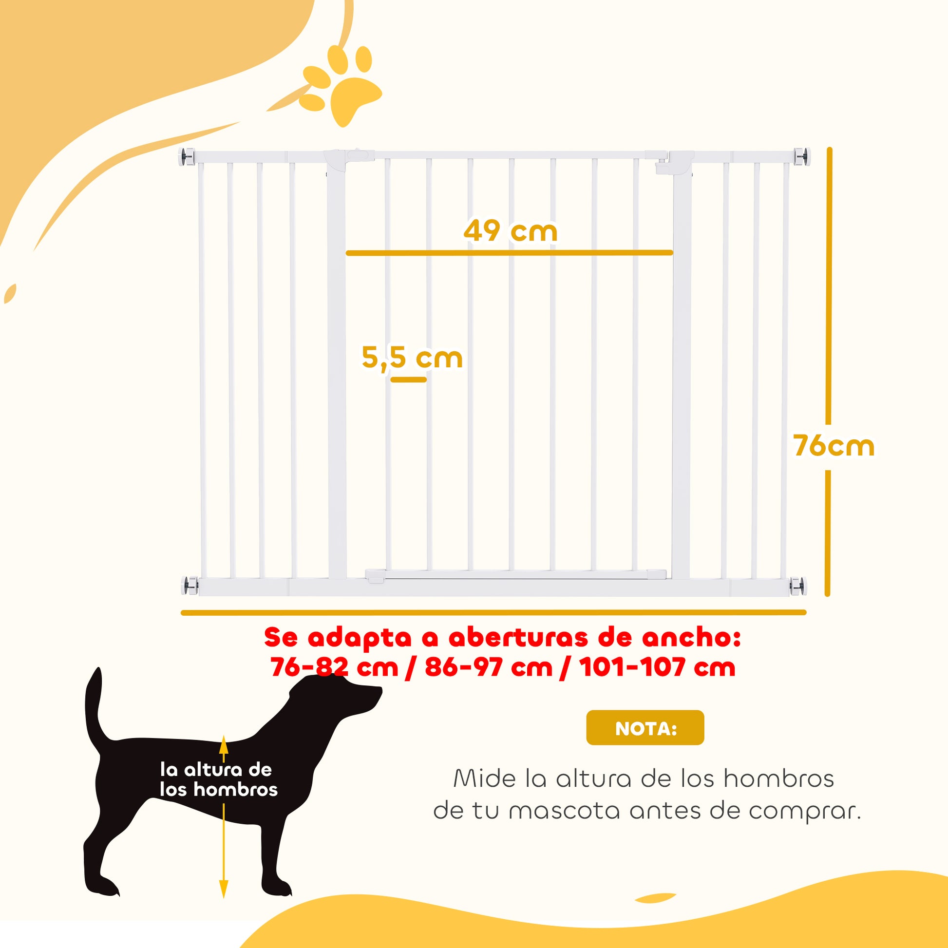 Pawhut Barrera De Seguridad Extensible Puertas Escaleras Metálica Para Perros_2
