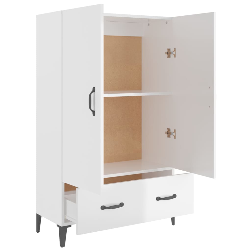 Aparador De Madera Contrachapada Blanco Brillante 70x31x115cm / Vetonek_3