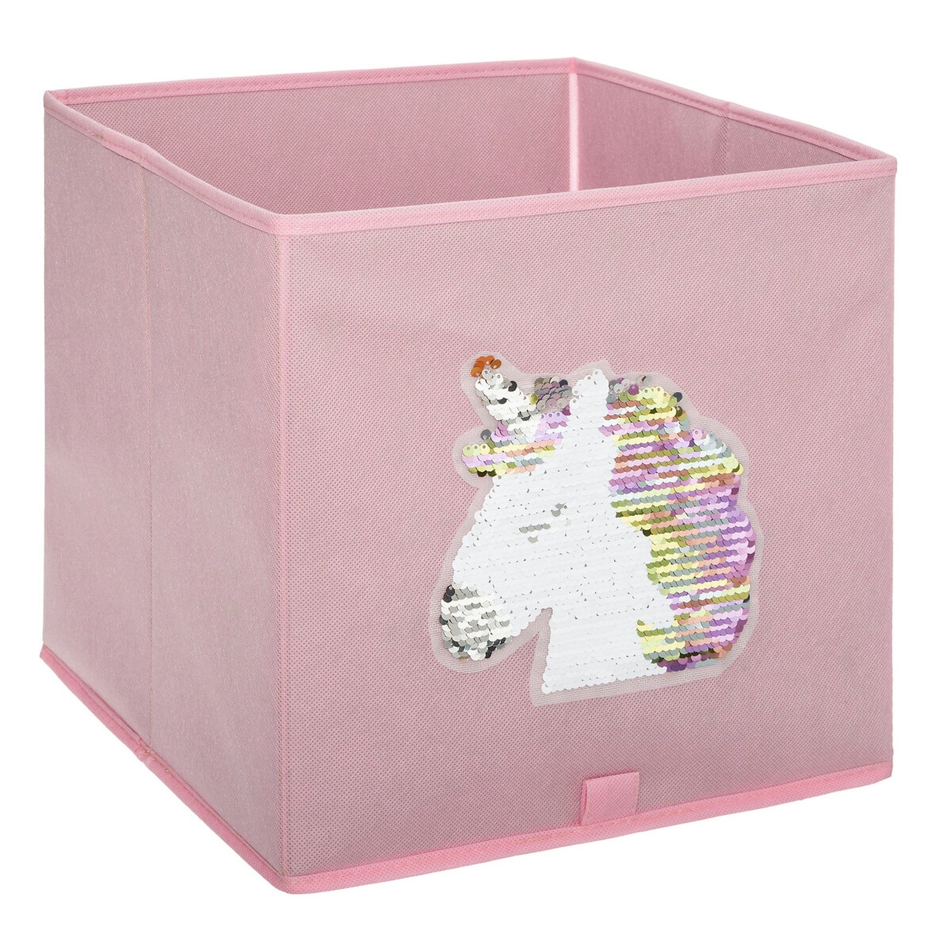 Caja De Almacenamiento Infantil unicornio Lentejuelas Rosa_0