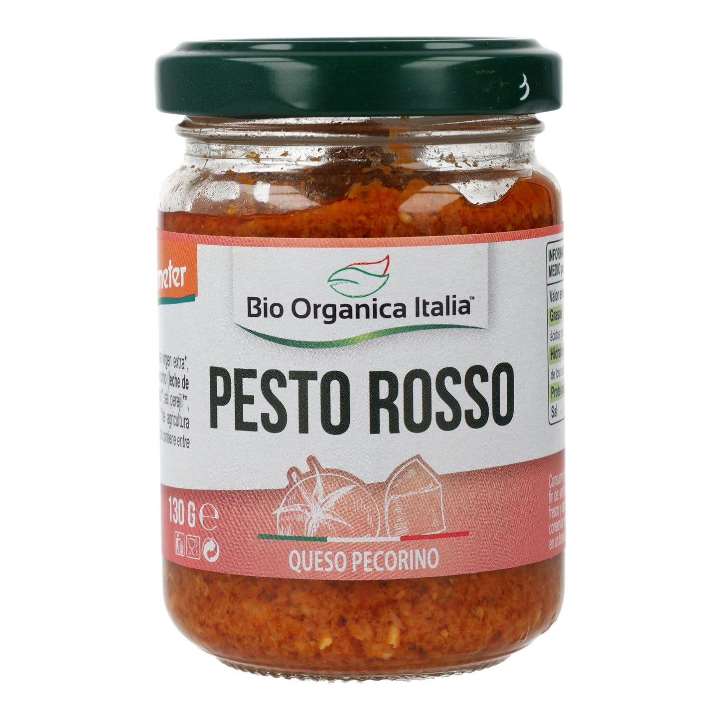 Pesto Rosso de Tomates Secos con Pecorino y Almendras Bio Demeter Organica Italia 130 gr