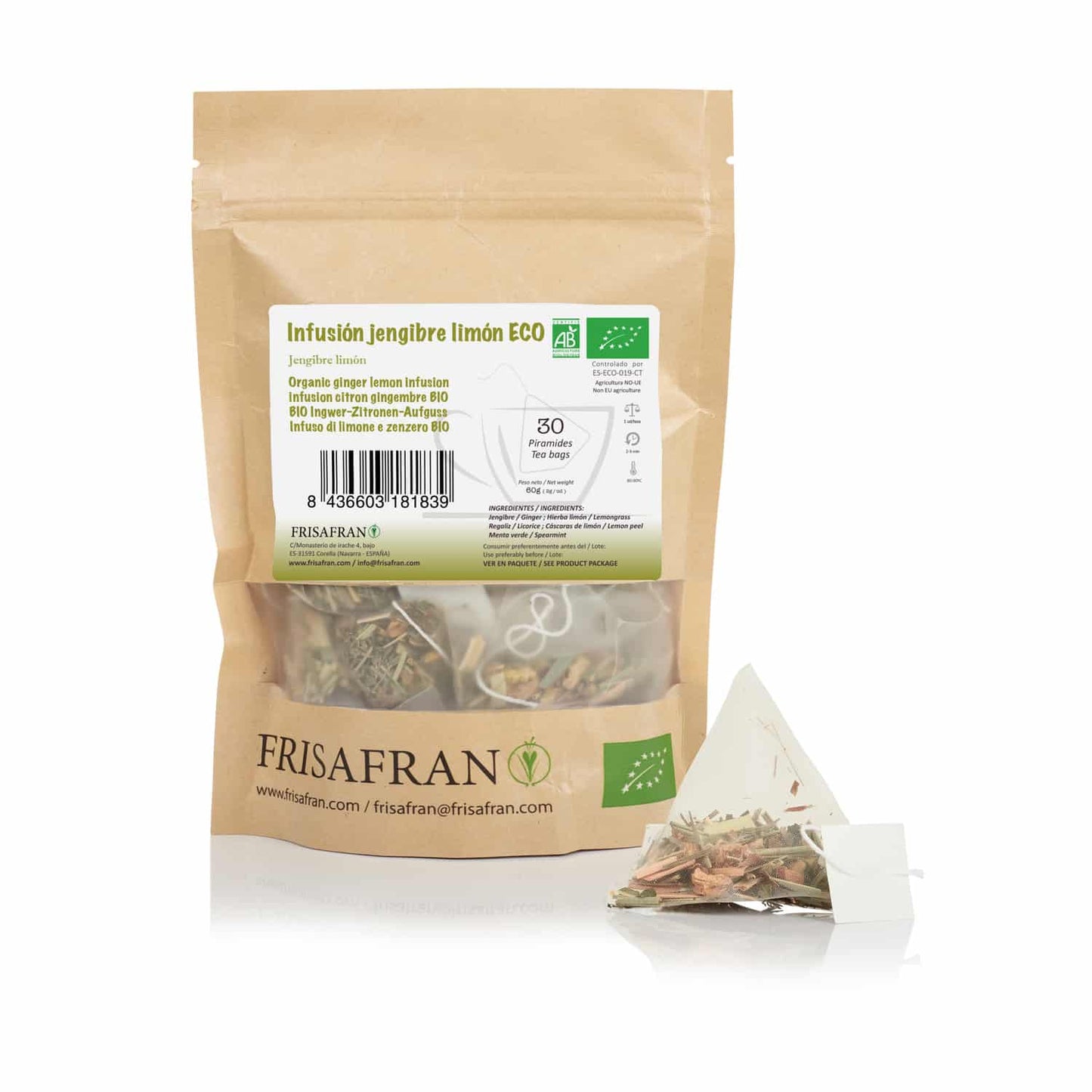 Infusión De Jengibre-limón |pirámides | Calidad | Frisafran 30 Uds_0