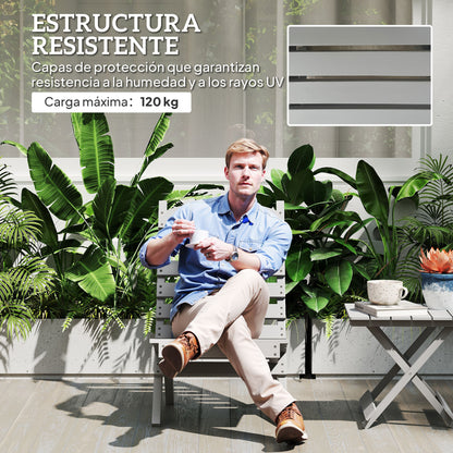 Outsunny Silla De Jardín De Madera Con Diseño Listones Y Respaldo Inclinado Gris_3