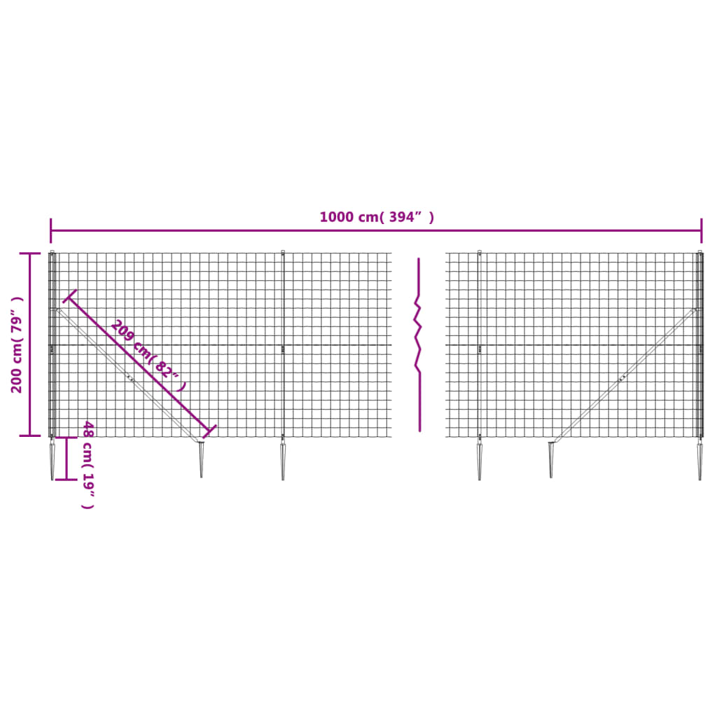 Cerca De Alambre Con Pinchos De Anclaje Gris Antracita 2x10 M / Vetonek_2