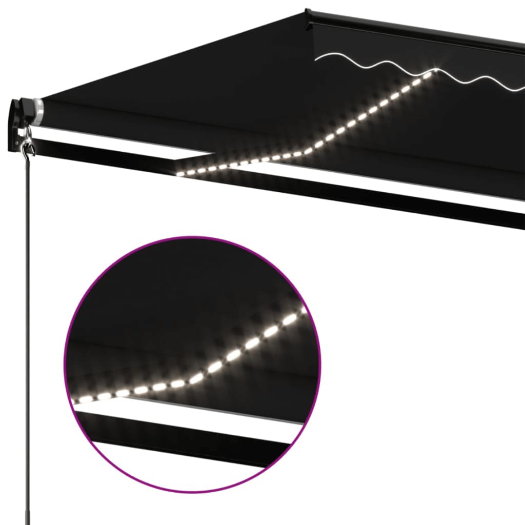 Toldo Manual Retráctil Con Led Gris Antracita 450x350 Cm_4