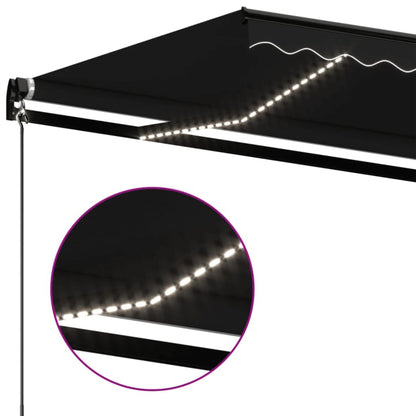 Toldo Manual Retráctil Con Led Gris Antracita 450x350 Cm_4