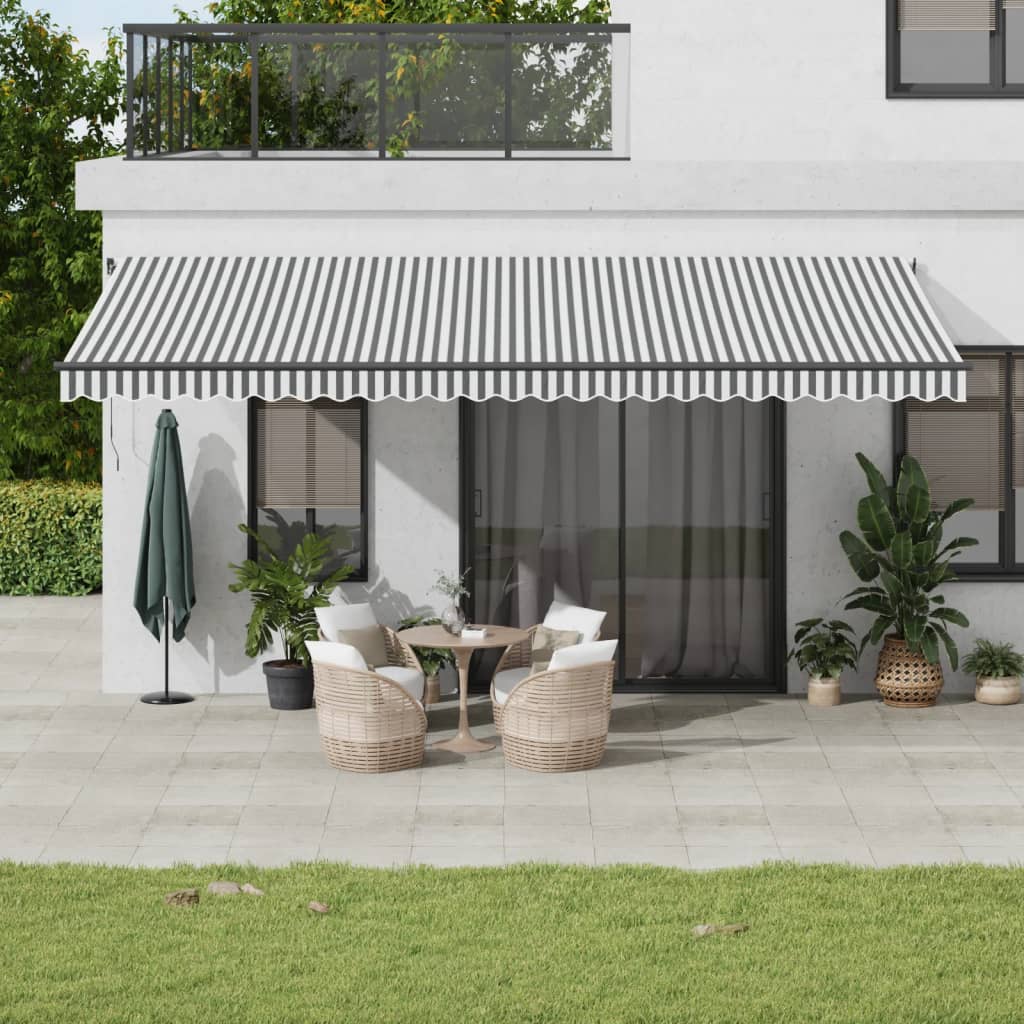 Toldo Retráctil Manual Luz Led Antracita Y Blanco 600x350 Cm_1