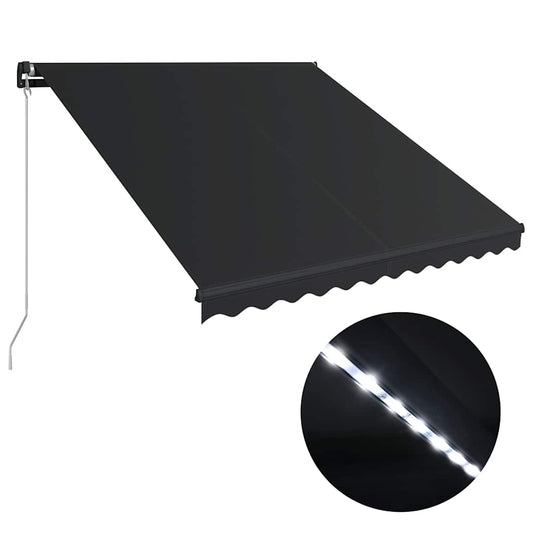 Vidaxl Toldo Retráctil Manual Con Led Gris Antracita 350x250 Cm_0