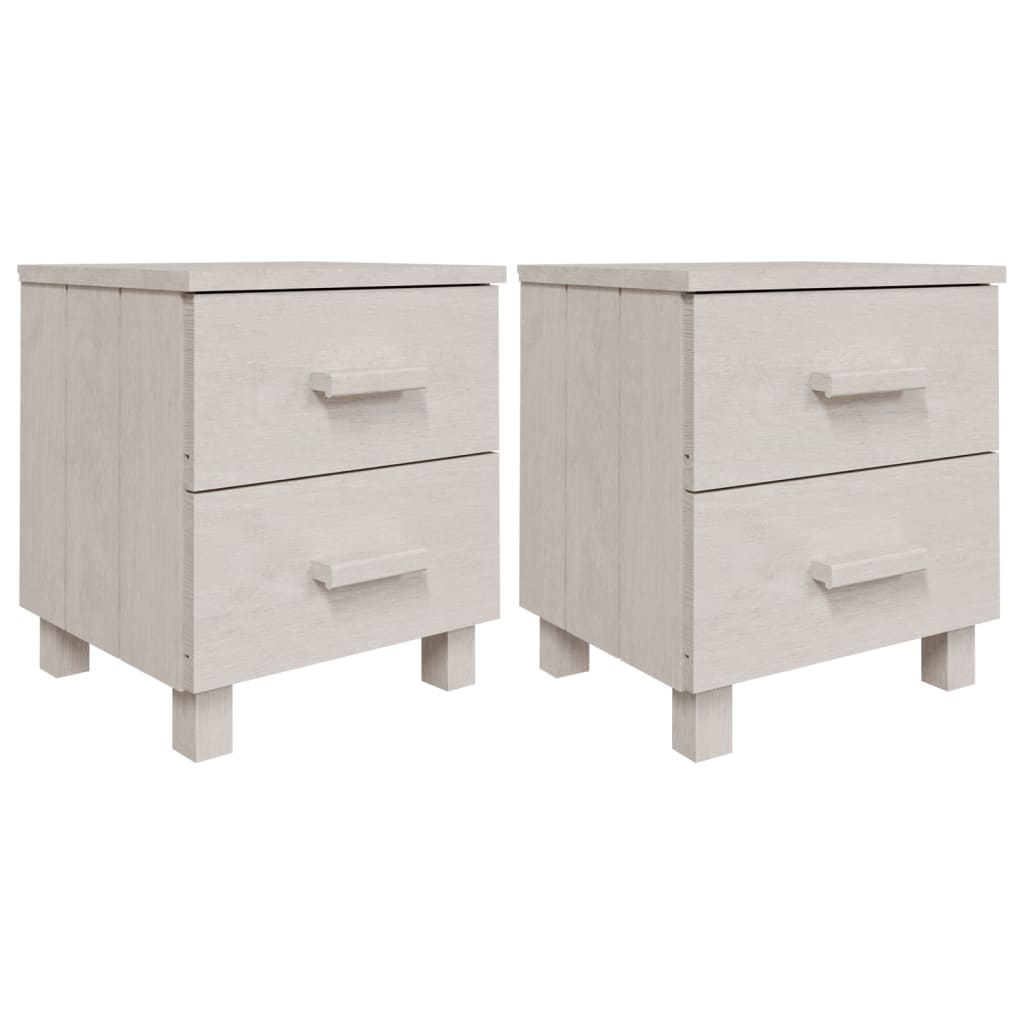 Mesitas De Noche 2 Uds Hamar Pino Macizo Blanco 40x35x44,5 Cm_0